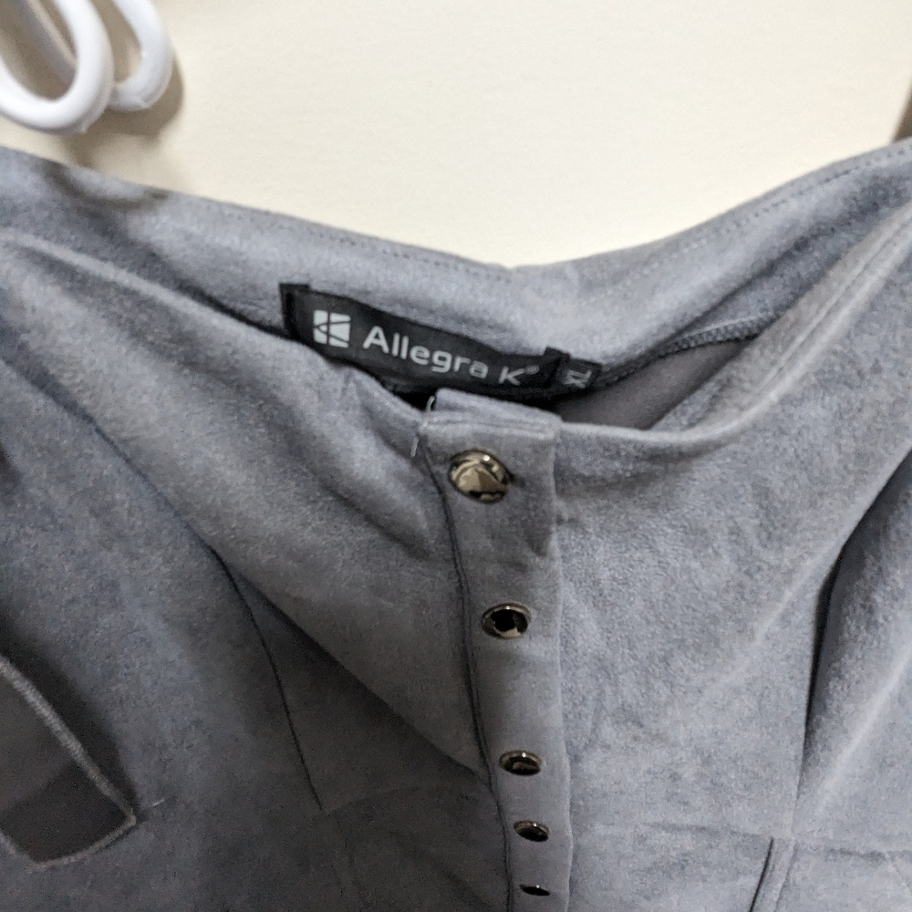 💖HP💖 Allegra K Women's Casual Overall Dress Button Down Faux Suede - Picture 9 of 10